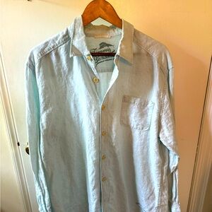 Men's Tommy Bahama Seafoam Linen Button-Down - Large